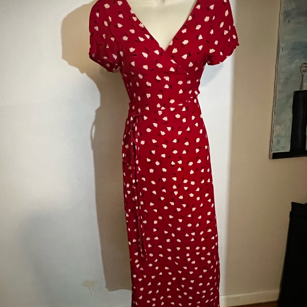 Elegant Red Print Dress